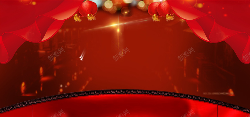 春节盛典狂欢红色banner背景背景