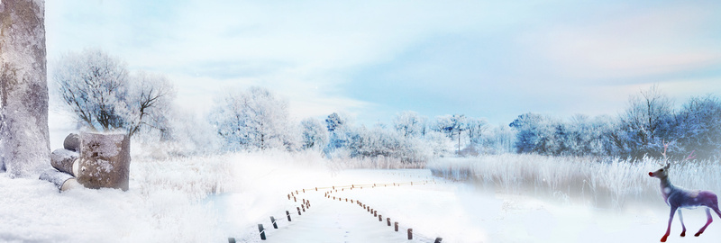 雪景banner背景psd_88icon https://88icon.com 冬天 摄影 海报banner 雪景 风景