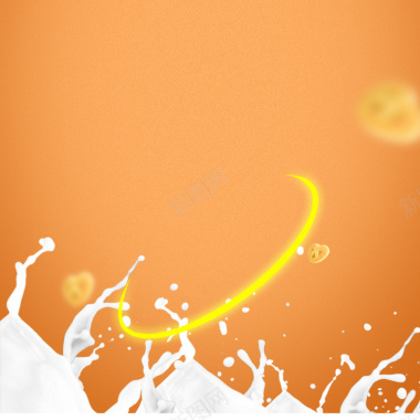 飞溅牛奶面包饼干橙色PSD分层主图背景背景