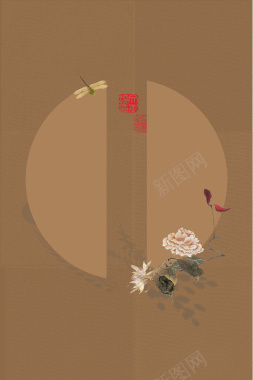 中国风古韵花卉台历平面广告背景
