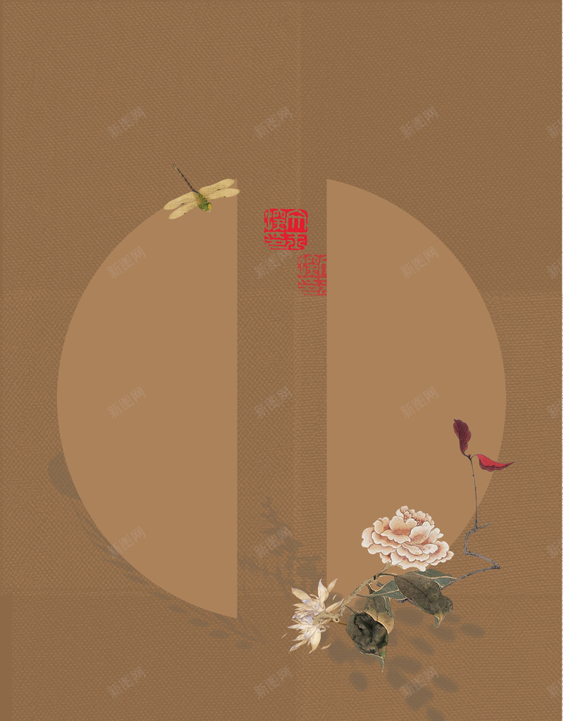 中国风古韵花卉台历平面广告psd设计背景_88icon https://88icon.com 中国风背景 书法 古韵 古风 台历 平面广告 红章 花卉 蜻蜓