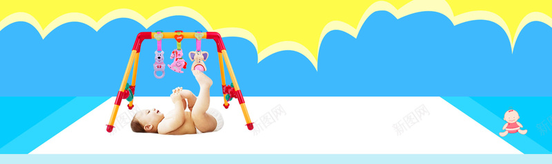 婴儿卡通童趣蓝色淘宝海报背景背景