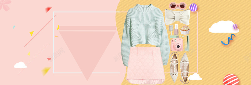 淘宝女装冬季天猫新品banner秋上新psd设计背景_88icon https://88icon.com banner 冬季新品 天猫 女装 小清新 开心 淘宝 淘宝女装 马卡龙色
