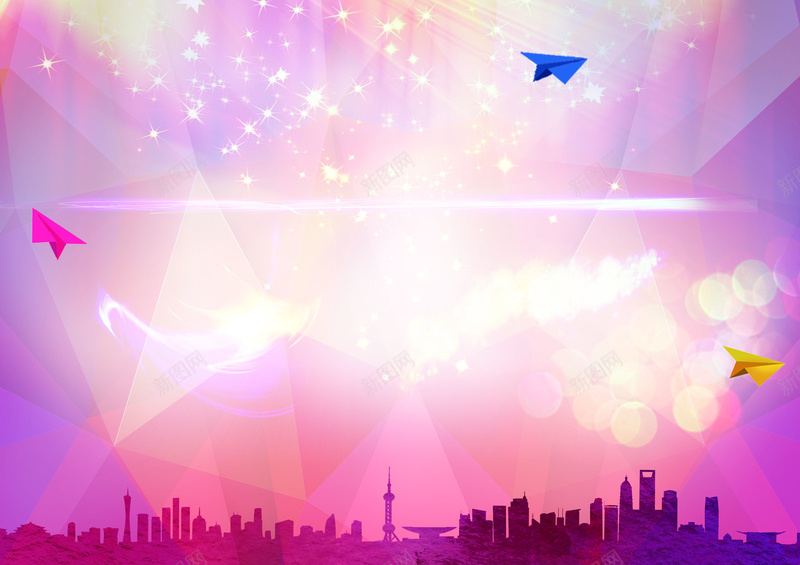 城市剪影炫彩背景psd设计背景_88icon https://88icon.com 城市剪影 奋斗追梦 奔跑 激情 炫彩海报背景 狂欢 纸飞机 青春励志