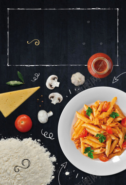 意大利面西餐美食黑板广告背景背景