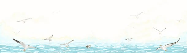 卡通大海浪花海鸥背景