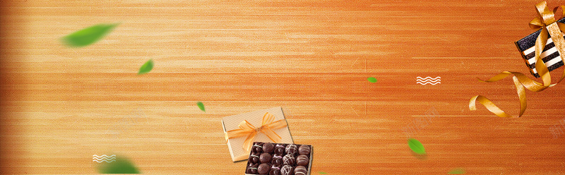 七夕情人节巧克力树叶木纹背景背景