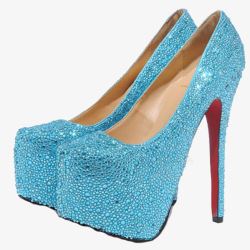 水晶蓝10寸高跟鞋素材
