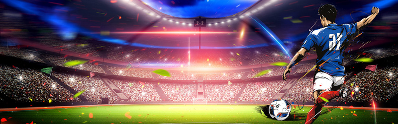 创意世界杯运动员球场看台背景背景