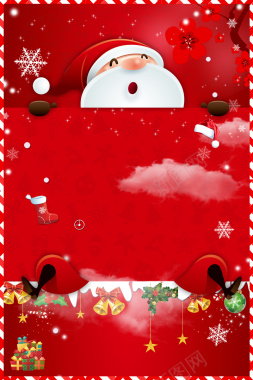 圣诞老人卡通几何红色banner背景