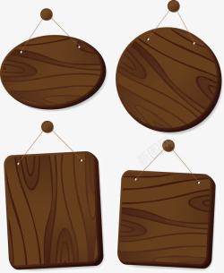 褐色精美木板吊牌矢量图素材