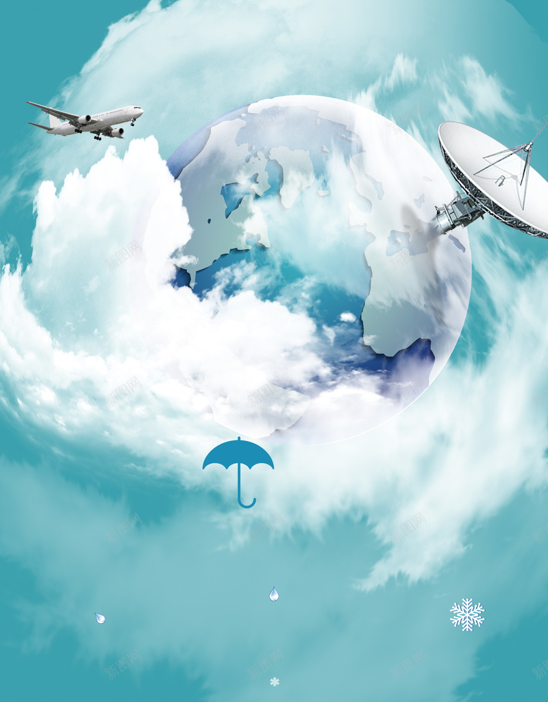 蓝色简约国际气象节创意海报psd设计背景_88icon https://88icon.com 323 3月23日 云朵 关注天气 善待地球 国际气象日 地球 气象 简约 蓝色