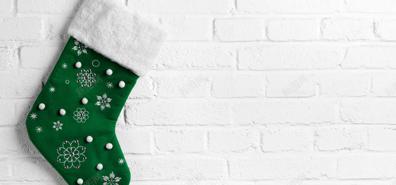 圣诞袜与墙体背景jpg设计背景_88icon https://88icon.com 圣诞节 海报banner 白色 砖墙 纹理 袜子 质感