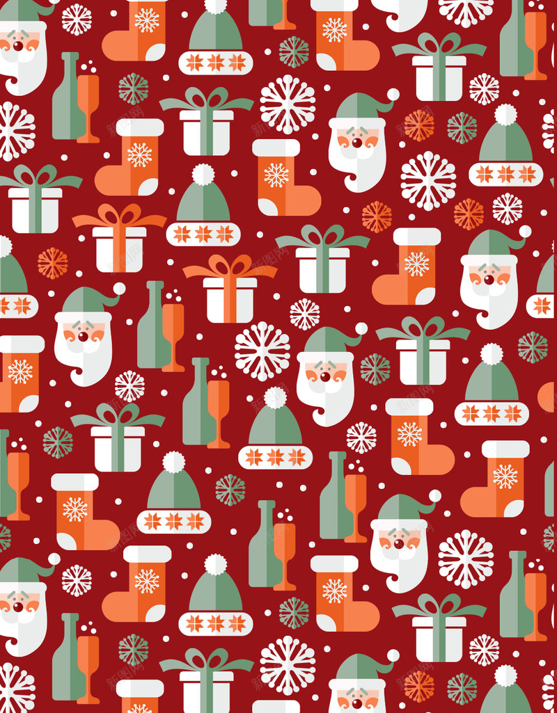 可爱圣诞节无缝背景矢量psd设计背景_88icon https://88icon.com H5背景图 可爱 圣诞 复古 礼品 红 纹理 质感 雪花