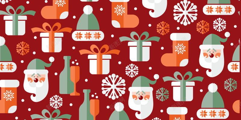 可爱圣诞节无缝背景矢量psd设计背景_88icon https://88icon.com H5背景图 可爱 圣诞 复古 礼品 红 纹理 质感 雪花