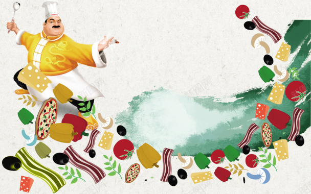 简约卡通美食厨师食物白色背景图背景