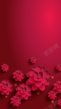 红色花开富贵新年背景背景