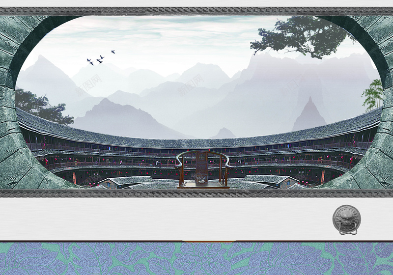 大气古风土楼建筑背景psd设计背景_88icon https://88icon.com 中国风 古风 土楼 大气 大气建筑 大气背景 建筑素材 建筑背景 气势