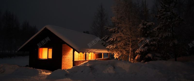 雪中的小木屋背景