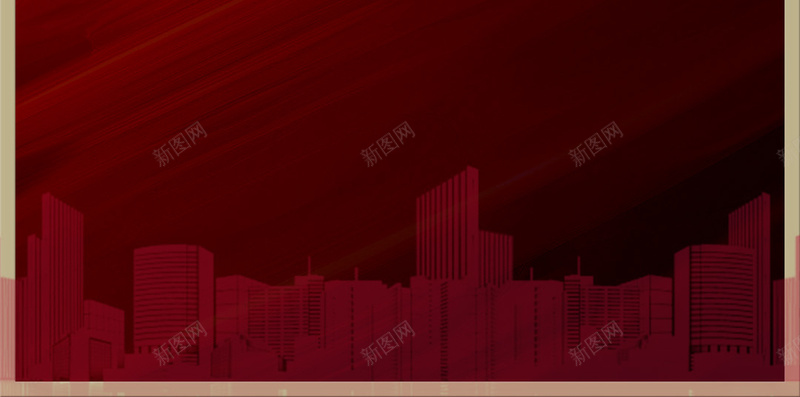 红色背景上的城市H5背景psd设计背景_88icon https://88icon.com H5素材 PSD背景 剪影 城市 建筑 炫酷 红色背景 高楼