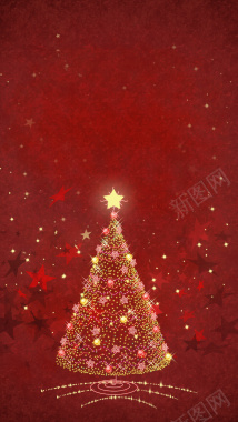 灯光圣诞树红色圣诞背景背景