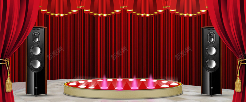 红色激情舞台背景背景