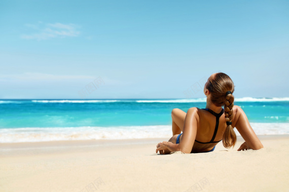 海滩大海美女风景旅游平面广告摄影图片