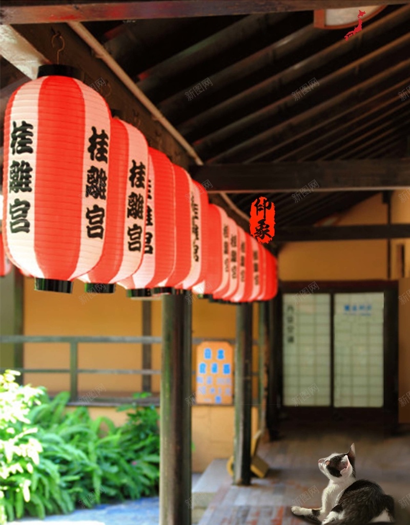 日本建筑风景画背景psd设计背景_88icon https://88icon.com 意境 旅行海报 旅行社广告 日本 日本旅行宣传 淡雅 清新 灯笼 猫 背景素材