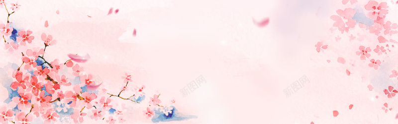 中国风梅花粉色浪漫海报背景背景