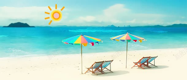 沙滩太阳雨伞背景图png免抠素材_88icon https://88icon.com 太阳 沙滩 雨伞