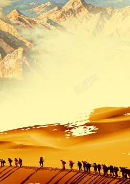 沙漠风景摄影骆驼队背景摄影图片