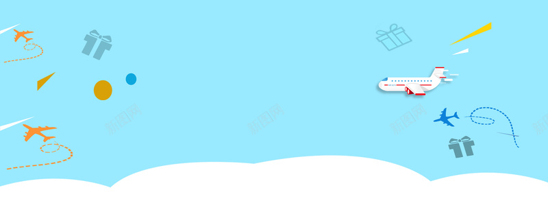 卡通可爱蓝色海报banner背景psd设计背景_88icon https://88icon.com 卡通 可爱 周边游 天猫 开心 旅游 旅行 淘宝 白云 礼物 蓝色背景 路线 飞机
