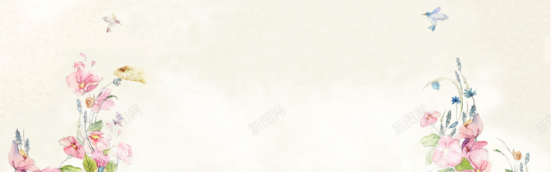 花鸟中国风米白色海报背景背景