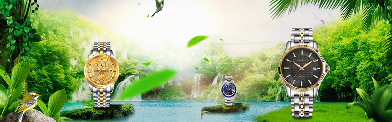 夏季上新手表电商绿色背景背景