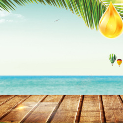 橄榄油促销夏日海边木板食品促销PSD分层主图背景高清图片