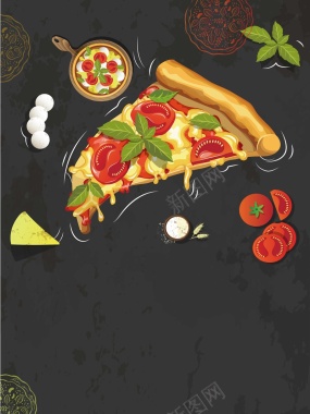 披萨海报背景模板矢量图背景