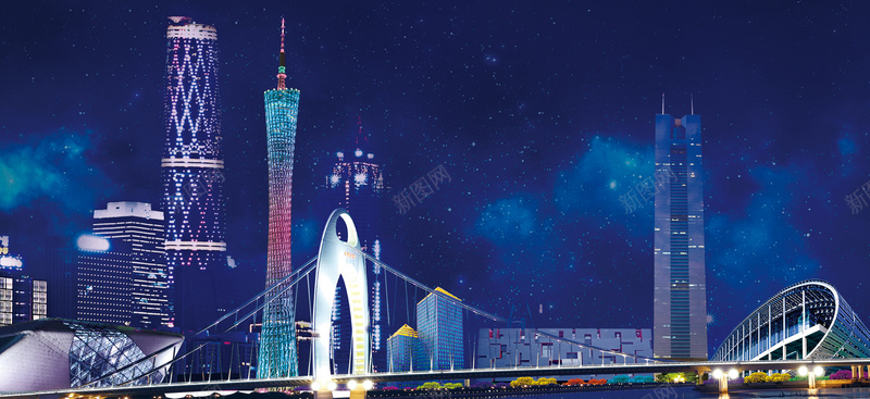 广州旅游海报广州地标建筑banner背景