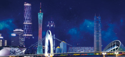 珠江新城广州旅游海报广州地标建筑banner高清图片
