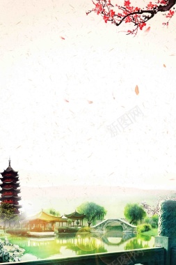 苏州美景旅游宣传海报背景模板背景