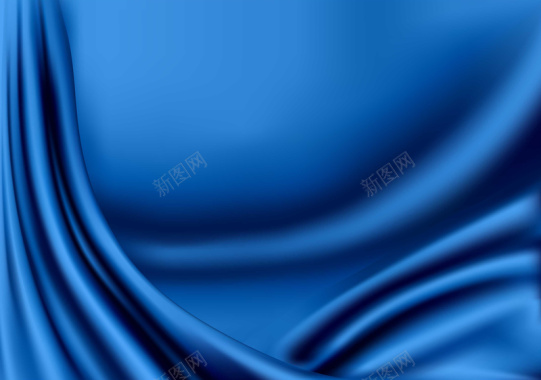 蓝色布艺丝绸褶皱矢量背景背景