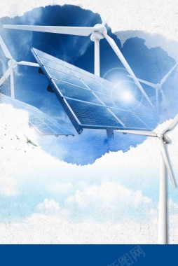 清新太阳能发电展板海报背景模板背景