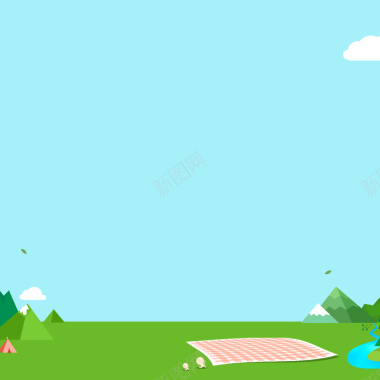 蓝天草坪户外出游季主图背景背景