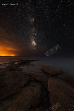 星空唯美夕阳沙滩背景