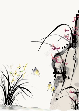 中国风梅兰竹菊装饰画背景