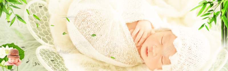 宝宝banner背景psd设计背景_88icon https://88icon.com 叶子 孩子 宝宝 树叶 梦幻