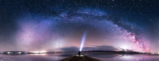 蓝色神秘星空大海背景