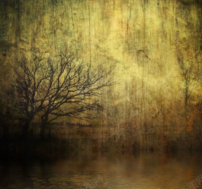 怀旧树木风景背景背景