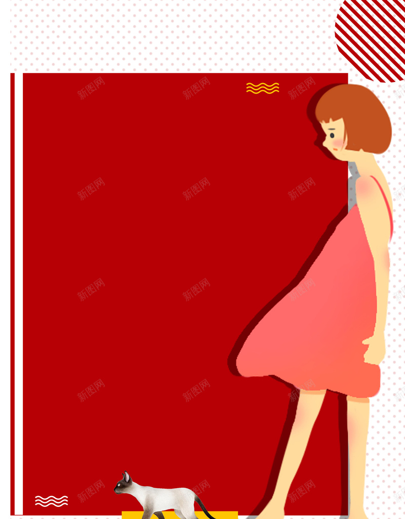 夏季新品上市促销海报psd设计背景_88icon https://88icon.com 初夏上新 女孩 季末清仓 扁平化 新品上市海报 新品发布 春天 春季促销 春色 猫 红色