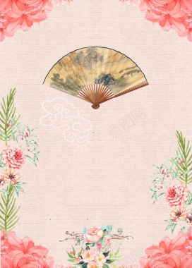 母亲节中国风折扇海报背景背景