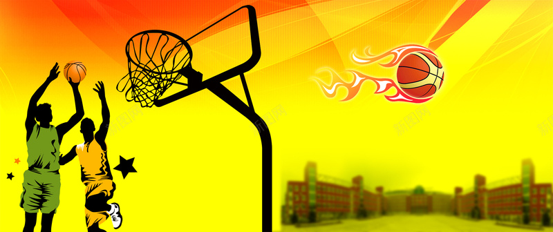 篮球剪影海报图背景